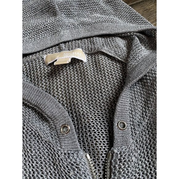 Womens‎ Michael Michael Kors open knit metallic full zip jacket grey size M - Picture 4 of 11